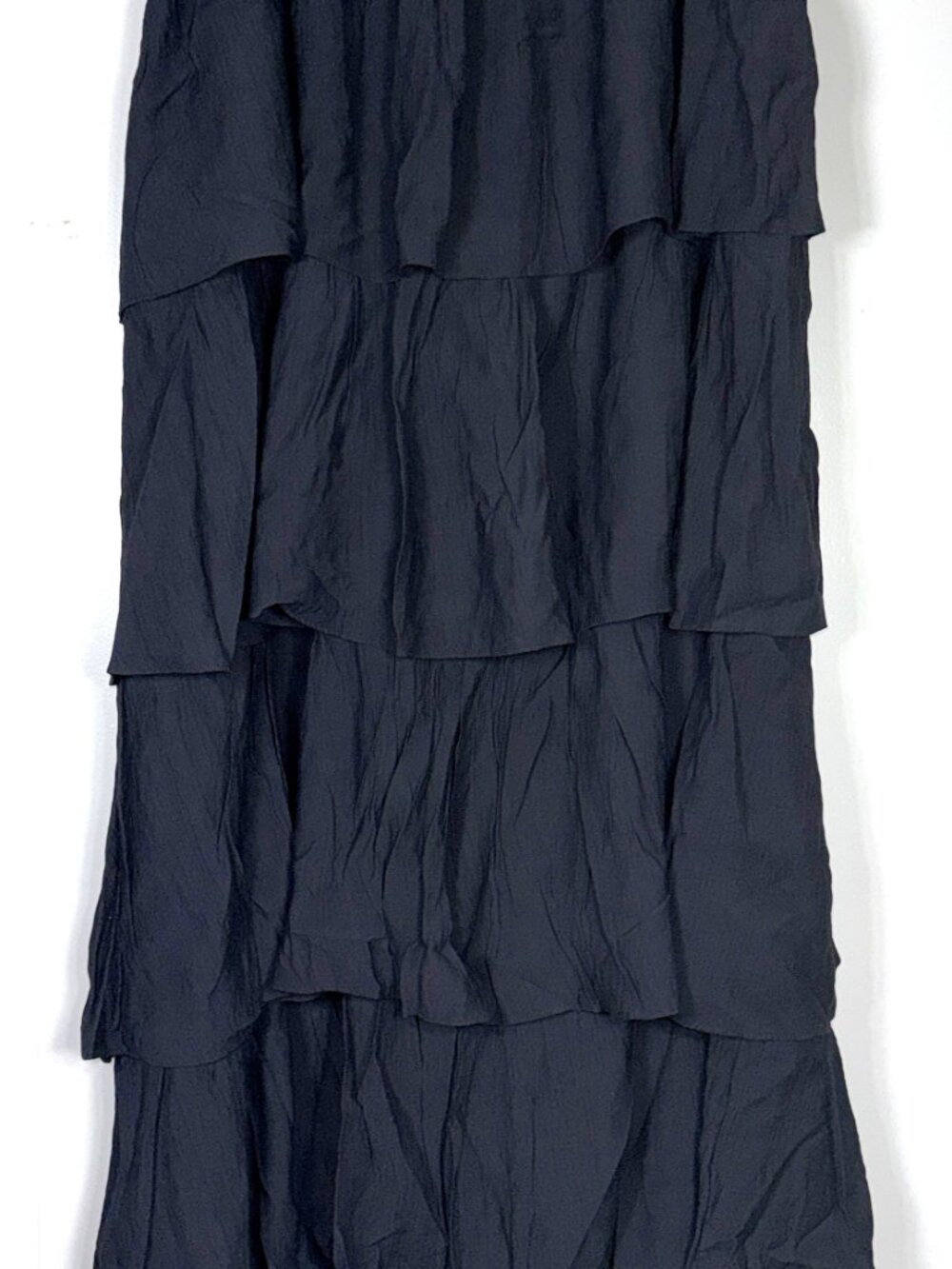 Abercrombie & Fitch Black Crinkle Tiered Layered Ruffle Maxi Zip Skirt XL T Tall - Picture 6 of 6